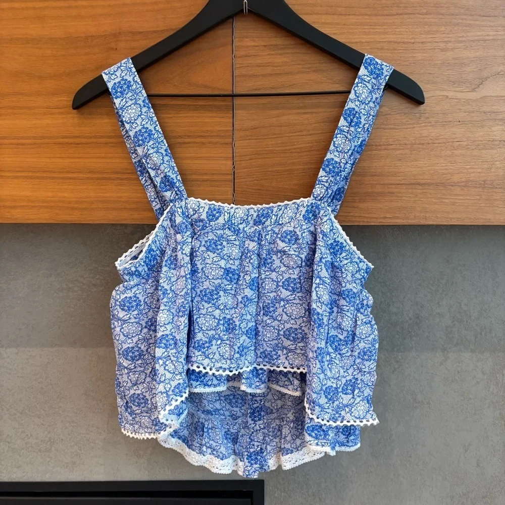 FREE PEOPLE Sweet Caroline Top Combo Blue, Size XS